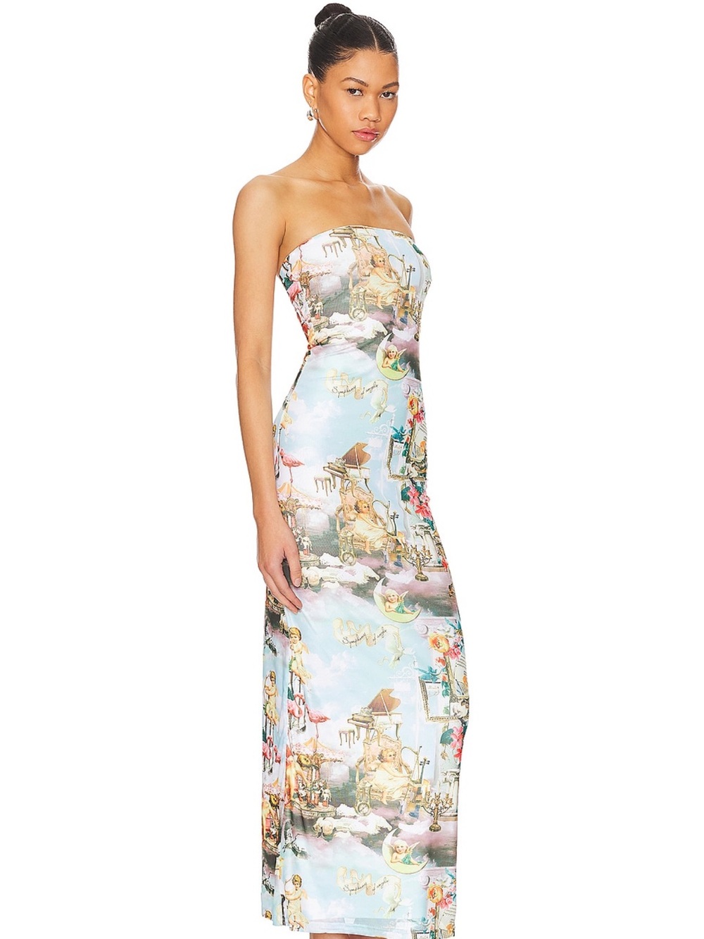 REVOLVE Strapless Printed Maxi Dress in Light Blue and Pastel Multicolor